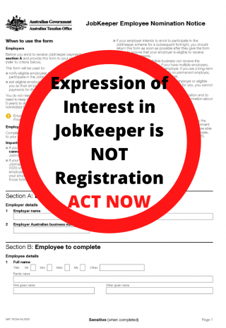 Have you Registered for JobKeeper? (not just lodged an Expression of Interest)